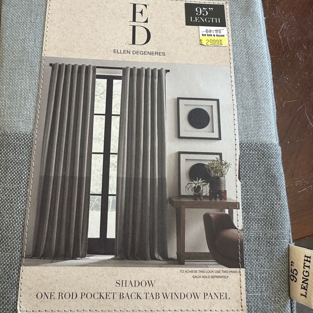 Ellen DeGeneres Pair of Two Tone Gray Window Panel
